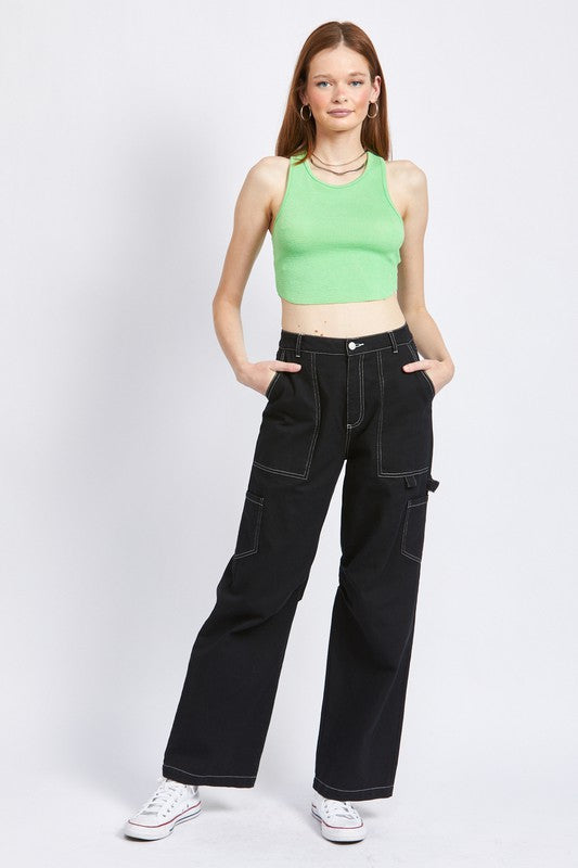 HIGH RISE FIT CARGO PANTS