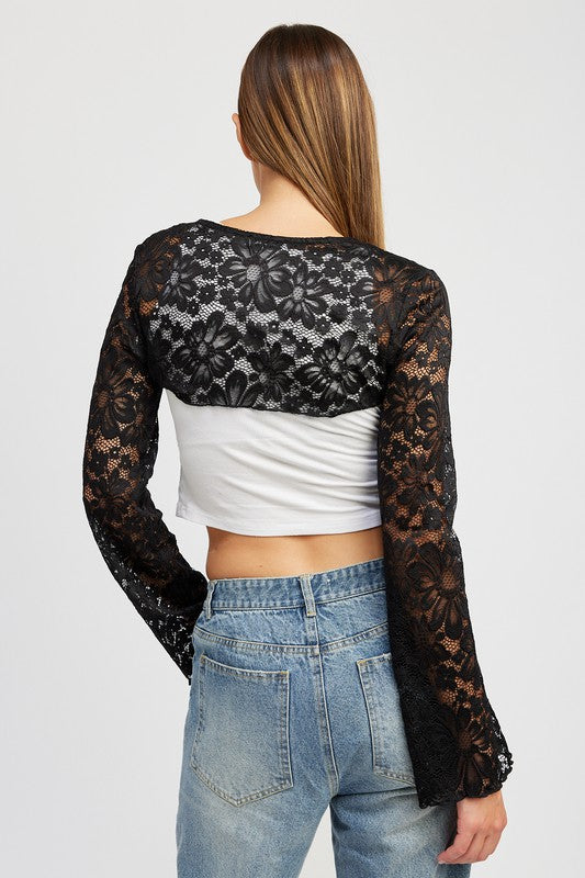 LONG SLEEVE LACE BOLERO