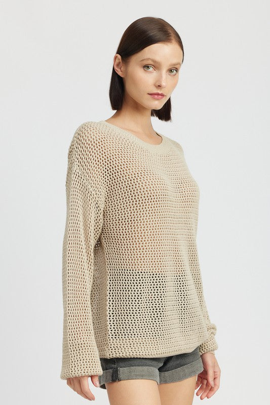 CROCHET LONG SLEEVE TOP