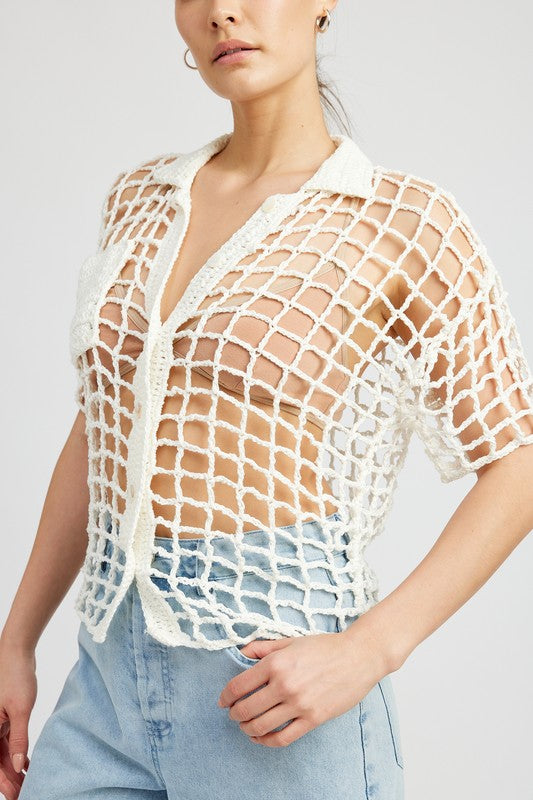 BOLD CROCHET SHIRT TOP