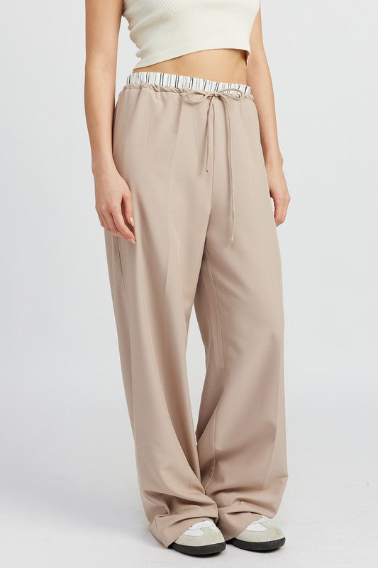 DOUBLE WAIST STREUIGHT LEG PANTS