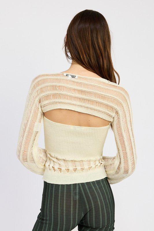 OPEN KNIT SHRUG